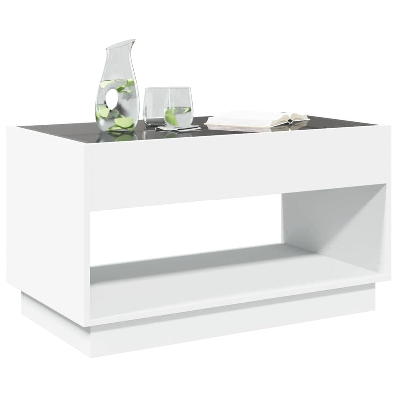 vidaXL fehér végtelen hatású LED-es dohányzóasztal 70 x 50 x 50 cm