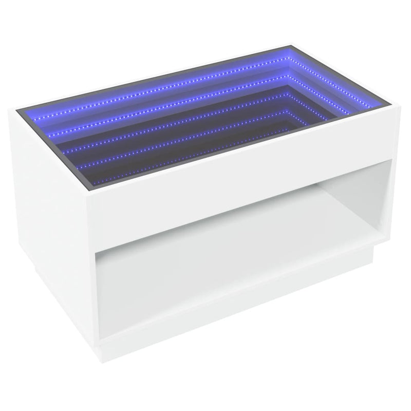vidaXL fehér végtelen hatású LED-es dohányzóasztal 70 x 50 x 50 cm