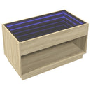 vidaXL sonoma tölgy végtelen hatású LED-es dohányzóasztal 90x50x50 cm