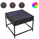 vidaXL fekete végtelen hatású LED-es dohányzóasztal 50 x 50 x 41 cm