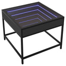 vidaXL fekete végtelen hatású LED-es dohányzóasztal 50 x 50 x 41 cm