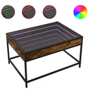 vidaXL füstös tölgy végtelen hatású LED-es dohányzóasztal 70x50x41 cm