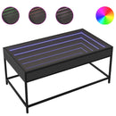 vidaXL fekete végtelen hatású LED-es dohányzóasztal 90 x 50 x 41 cm