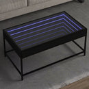 vidaXL fekete végtelen hatású LED-es dohányzóasztal 90 x 50 x 41 cm