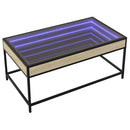 vidaXL sonoma tölgy végtelen hatású LED-es dohányzóasztal 90x50x41 cm