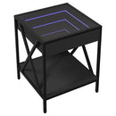 vidaXL fekete végtelen hatású LED-es dohányzóasztal 40 x 40 x 49 cm