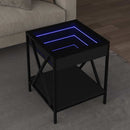 vidaXL fekete végtelen hatású LED-es dohányzóasztal 40 x 40 x 49 cm