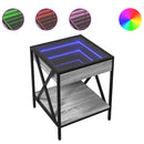 vidaXL szürke sonoma végtelen hatású LED-es dohányzóasztal 40x40x49 cm