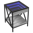 vidaXL szürke sonoma végtelen hatású LED-es dohányzóasztal 40x40x49 cm