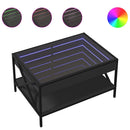 vidaXL fekete végtelen hatású LED-es dohányzóasztal 70 x 50 x 38 cm