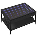 vidaXL fekete végtelen hatású LED-es dohányzóasztal 70 x 50 x 38 cm