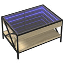 vidaXL sonoma tölgy végtelen hatású LED-es dohányzóasztal 70x50x38 cm