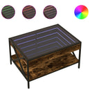 vidaXL füstös tölgy végtelen hatású LED-es dohányzóasztal 70x50x38 cm