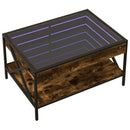 vidaXL füstös tölgy végtelen hatású LED-es dohányzóasztal 70x50x38 cm
