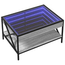 vidaXL szürke sonoma végtelen hatású LED-es dohányzóasztal 70x50x38 cm