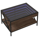 vidaXL barna tölgy végtelen hatású LED-es dohányzóasztal 70x50x38 cm