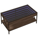 vidaXL barna tölgy végtelen hatású LED-es dohányzóasztal 90x50x38 cm