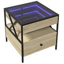 vidaXL sonoma tölgy végtelen hatású LED-es dohányzóasztal 50x50x51 cm