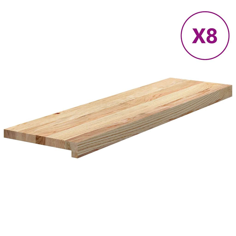 vidaXL 8 db tömör tölgyfa lépcsőfokok kezeletlen 90x25x2 cm