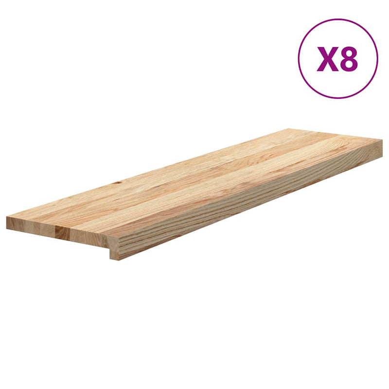 vidaXL 8 db tömör tölgyfa lépcsőfokok kezeletlen 100x25x2 cm