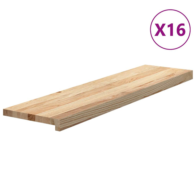 vidaXL 16 db tömör tölgyfa lépcsőfokok kezeletlen 100x25x2 cm