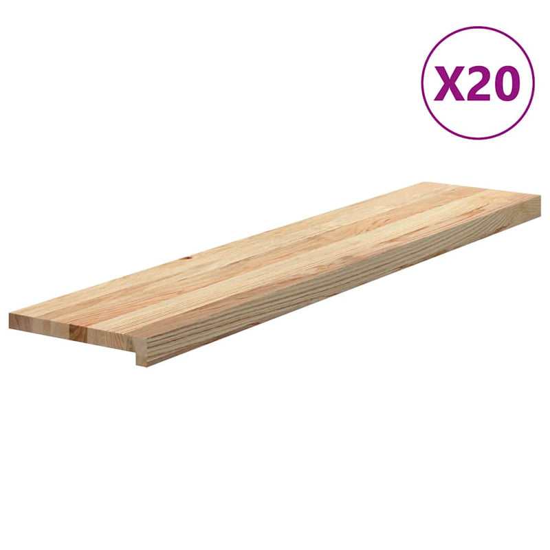 vidaXL 20 db tömör tölgyfa lépcsőfokok kezeletlen 120x25x2 cm