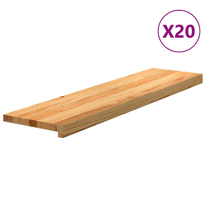 vidaXL 20 db tömör tölgyfa világosbarna lépcsőfokok 100x25x2 cm