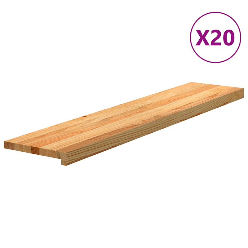 vidaXL 20 db tömör tölgyfa világosbarna lépcsőfokok 120x25x2 cm