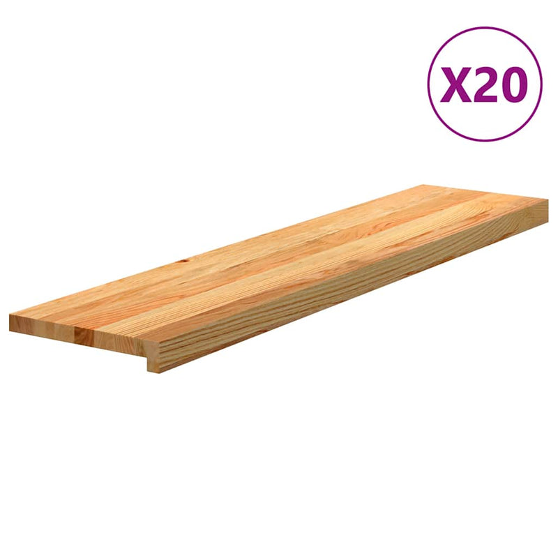 vidaXL 20 db tömör tölgyfa világosbarna lépcsőfokok 110x30x2 cm