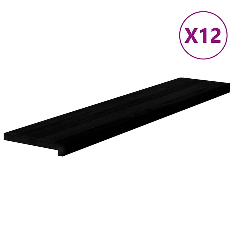 vidaXL lépcsőfokok 12 db Sötétbarna 120x25x2 cm tömör fa tölgyfa