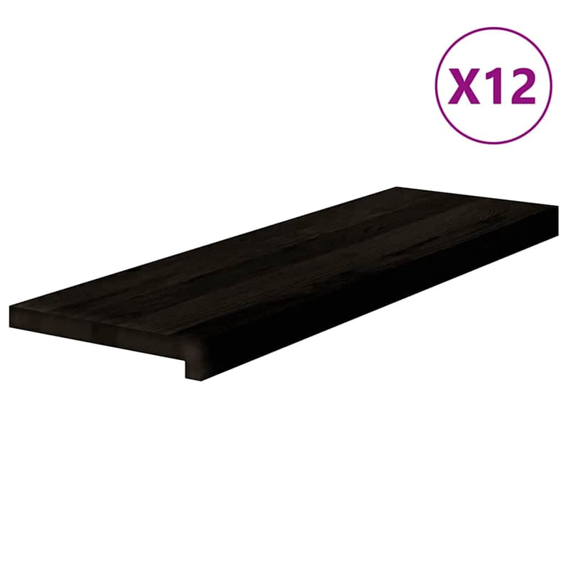 vidaXL lépcsőfokok 12 db Sötétbarna 80x30x2 cm tömör fa tölgyfa