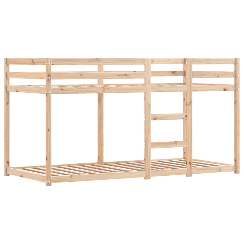 vidaXL fehér/fekete tömör fenyőfa emeletes ágy függönyökkel 80x200 cm