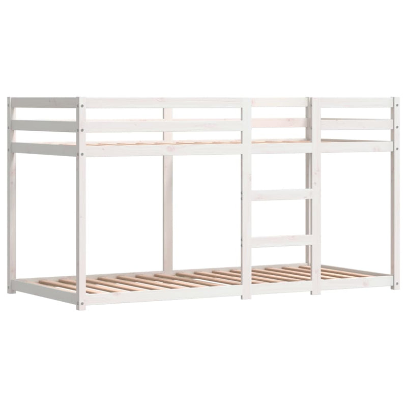 vidaXL fehér/fekete tömör fenyőfa emeletes ágy függönyökkel 80x200 cm