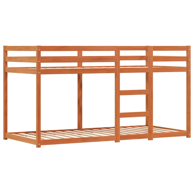 vidaXL fehér/fekete tömör fenyőfa emeletes ágy függönyökkel 80x200 cm