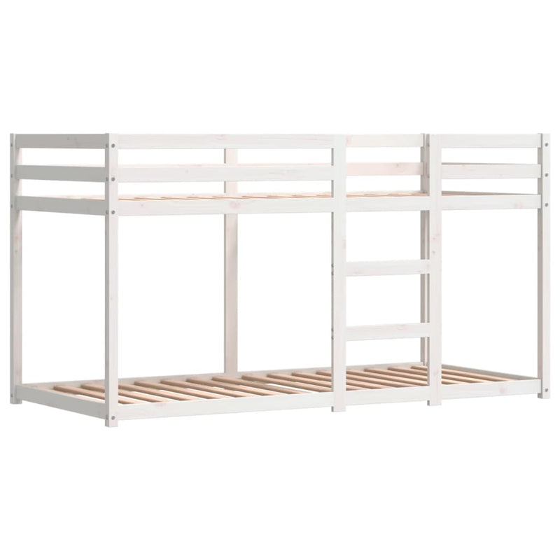 vidaXL fehér/fekete tömör fenyőfa emeletes ágy függönyökkel 90x200 cm