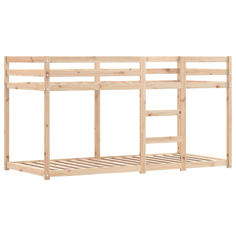 vidaXL fehér/fekete tömör fenyőfa emeletes ágy függönyökkel 90x190 cm