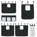 vidaXL fehér/fekete tömör fenyőfa emeletes ágy függönyökkel 90x200 cm