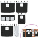 vidaXL fehér/fekete tömör fenyőfa emeletes ágy függönyökkel 90x200 cm