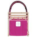 vidaXL rózsaszín tömör fenyőfa emeletes ágy függönyökkel 90 x 200 cm