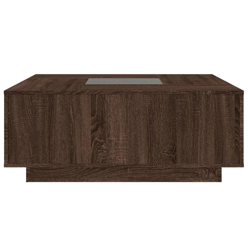 vidaXL tölgy színű végtelen hatású LED-es dohányzóasztal 100x100x40 cm