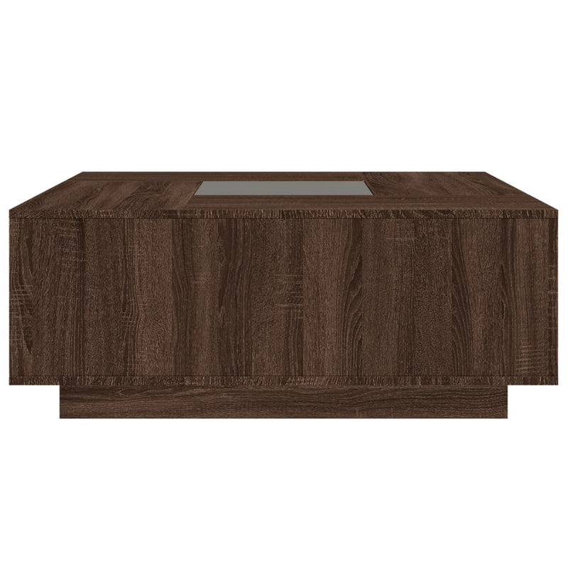 vidaXL tölgy színű végtelen hatású LED-es dohányzóasztal 100x100x40 cm