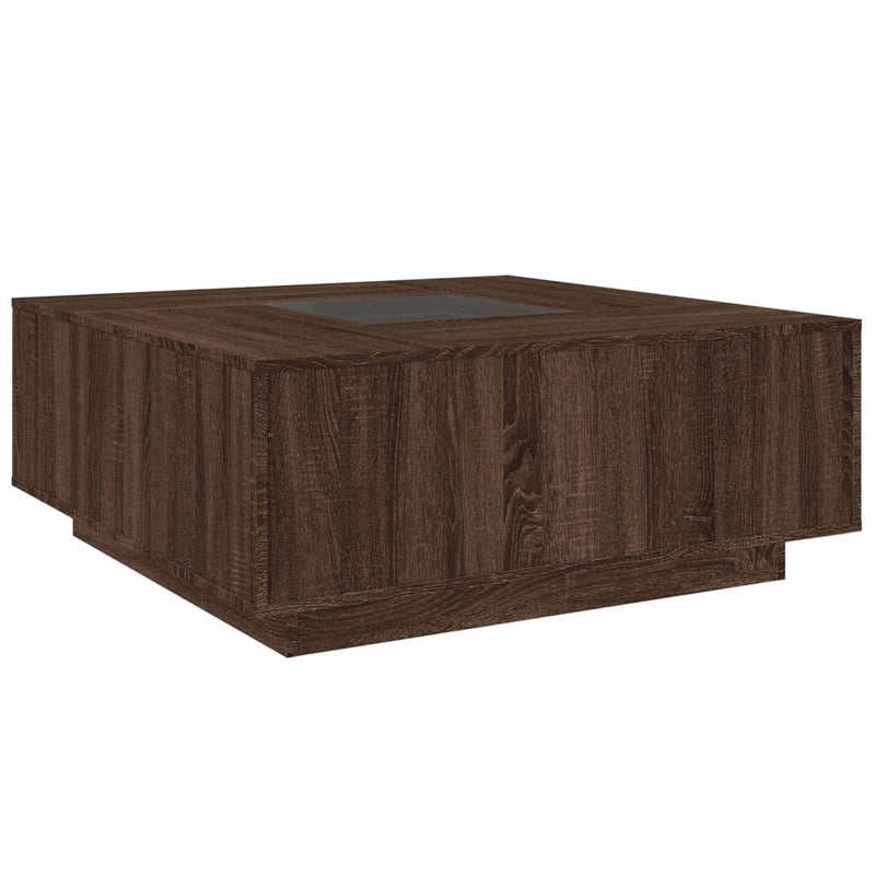 vidaXL tölgy színű végtelen hatású LED-es dohányzóasztal 100x100x40 cm