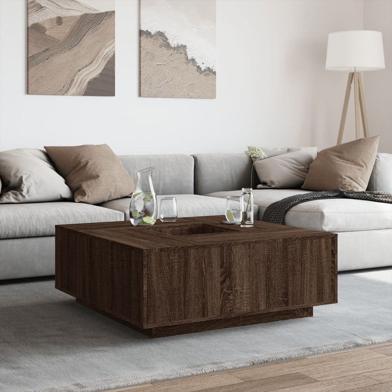 vidaXL barna tölgyszínű szerelt fa dohányzóasztal 100x100x40 cm