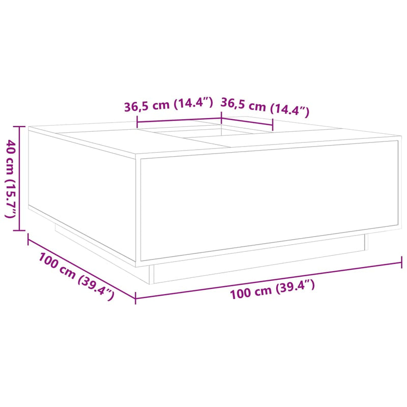 vidaXL barna tölgyszínű szerelt fa dohányzóasztal 100x100x40 cm