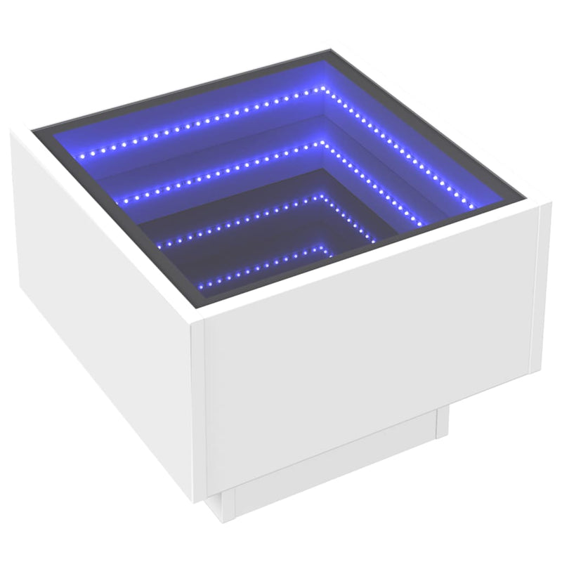 vidaXL fehér végtelen hatású LED-es éjjeliszekrény 40 x 40 x 30 cm