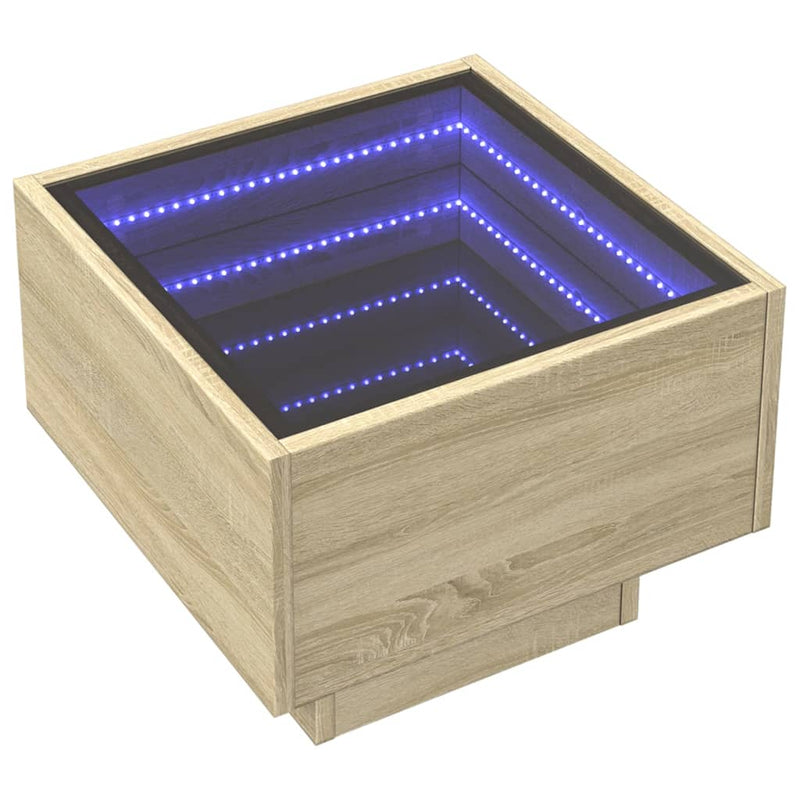 vidaXL sonoma tölgy végtelen hatású LED-es éjjeliszekrény 40x40x30 cm