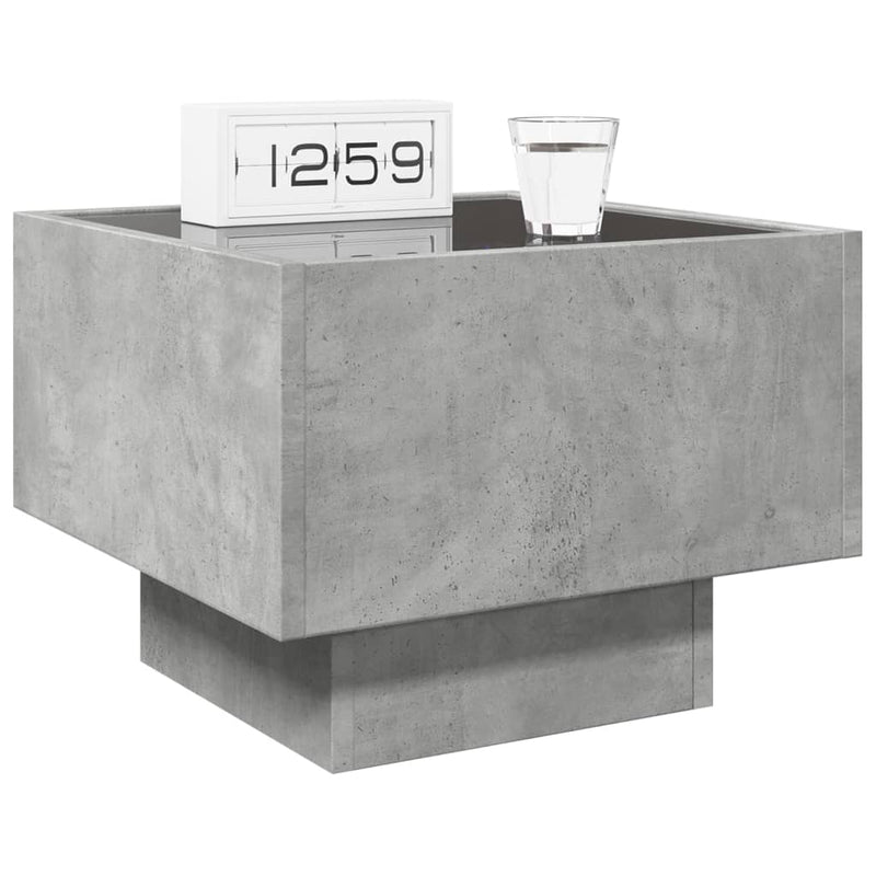 vidaXL betonszürke végtelen hatású LED-es éjjeliszekrény 40x40x30 cm