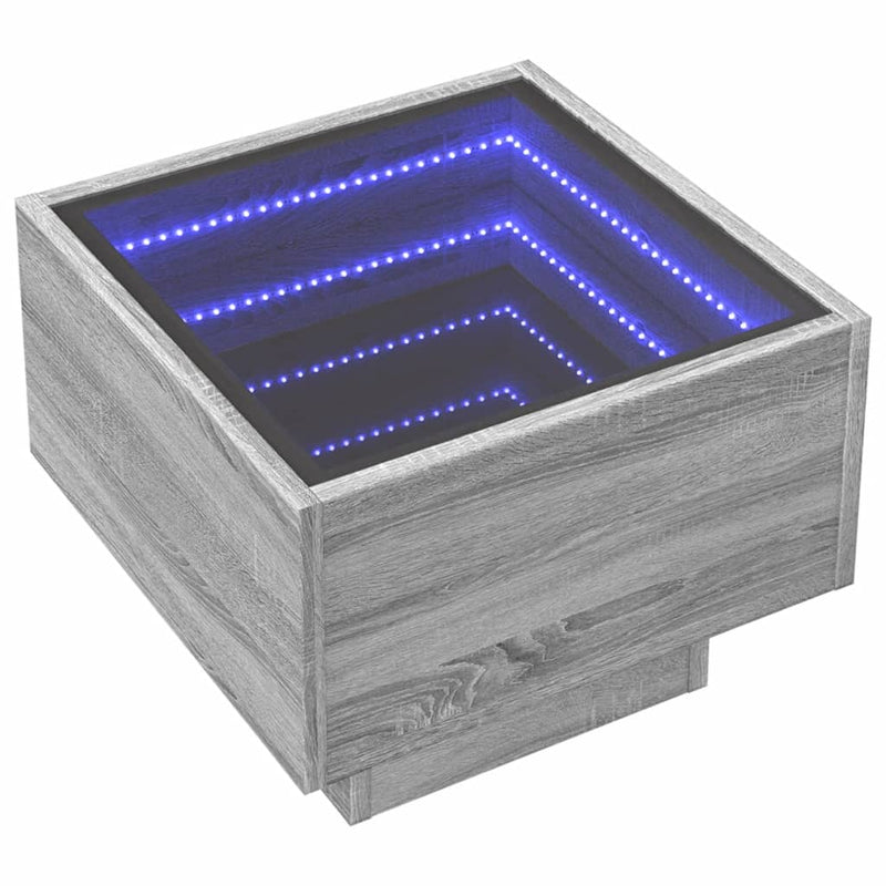 vidaXL szürke sonoma végtelen hatású LED-es éjjeliszekrény 40x40x30 cm