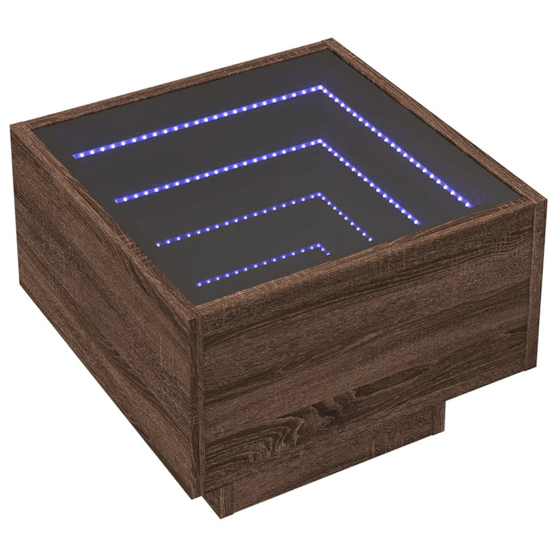vidaXL barna tölgy végtelen hatású LED-es éjjeliszekrény 40x40x30 cm