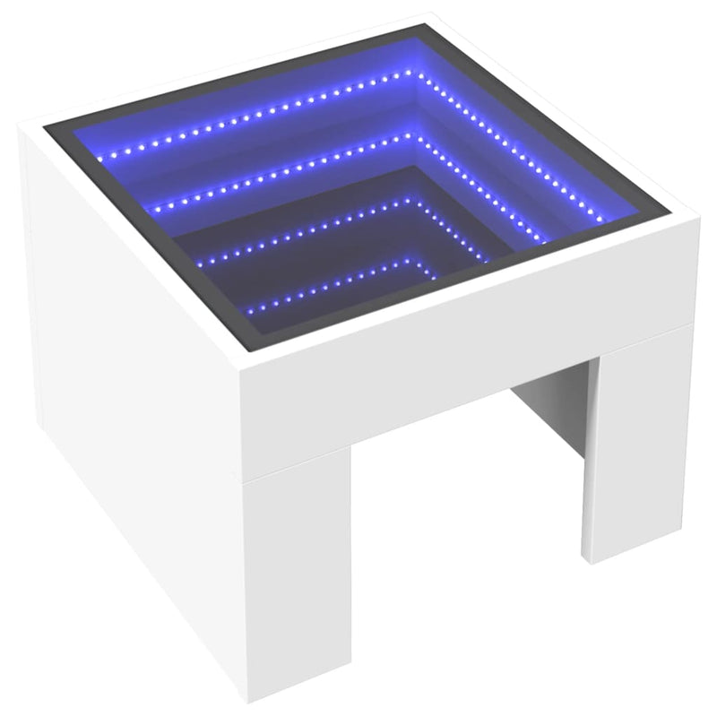 vidaXL fehér végtelen hatású LED-es éjjeliszekrény 40 x 40 x 30 cm